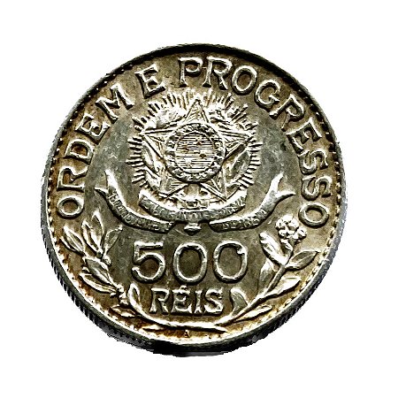 Moeda de Prata 900 de 500 Réis 1913 MBC+ [Brasil/República]