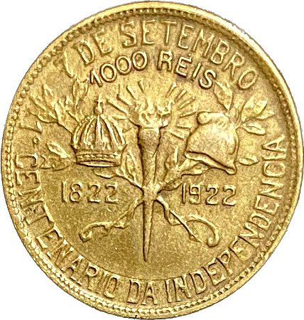 Moeda 1000 Réis 1922 100 Anos Independência MBC/SOB. [Brasil/República]