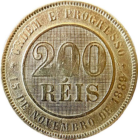 Moeda 200 Réis 1889 Cupro-Níquel MBC+ [Brasil/República]