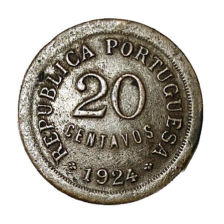 Moeda 20 Centavos 1924 Bronze [MBC+] Portugal