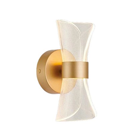 Arandela Yago - Bf009-Wmg - Ouro Fosco + Acrilico - P12xh23cm - Led 8w - 2700k - 640lm