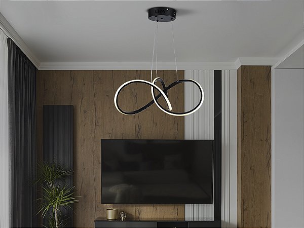 Pendente Led Taschibra Toquio 3000k 30w Preto