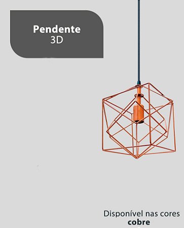 Pendente Aramado 3d Cobre E-27