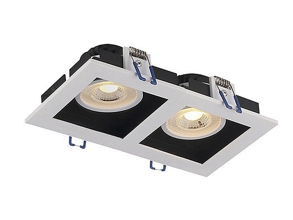 Spot Frame Embutir Quadrado Recuado Led 2xmr16 10w 3000k
