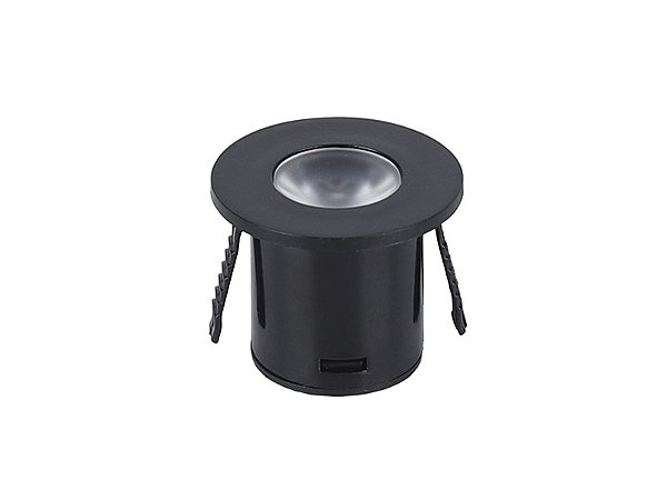 Spot Para Moveis Led Pik Redondo 1w 3000k Preto 2pcs