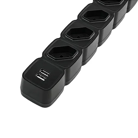 Protetor Eletronico C/ 4 Tomadas 2 Usb Epe 204 Usb Pt