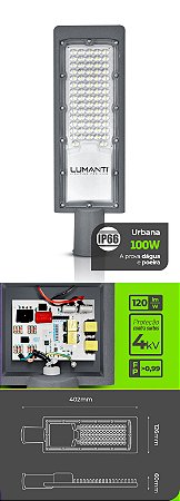 Luminaria Urbana Led 100w 5000k 12000 Lumens Autovolt Pescoco 53mm Interno