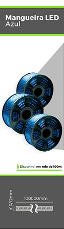 Mangueira Luminosa 12mm 2 Fios 30 Led Horizontal Azul 220v S/ Acessorios Vendida P/ Metro