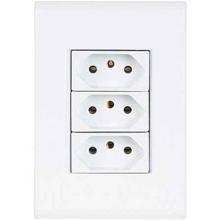 Conjunto 4x2 com 3 Tomadas 2P+T 10 A 250 V Tramontina Liz Branco