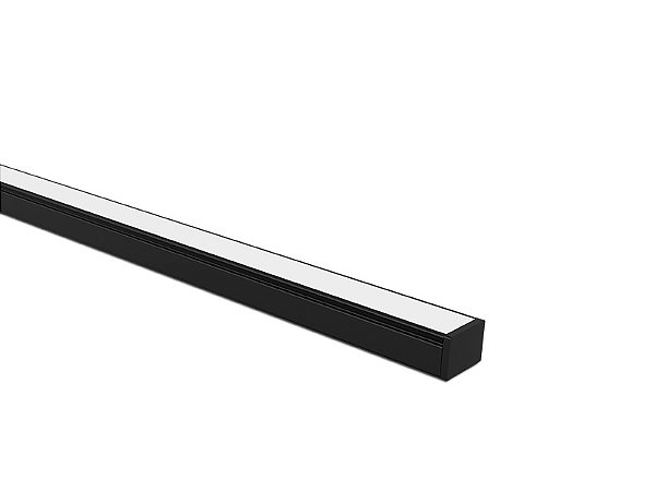 Perfil Led Taschibra Vertex 20 Sobrepor 14x20x1000mm Preto Fosco-Der/18 Preto Fosco