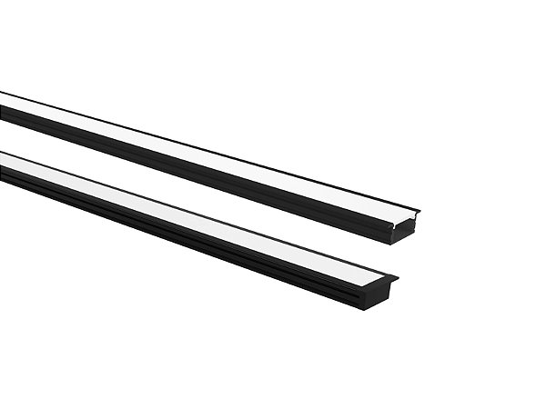 Perfil Led Taschibra Vertex 24x9 Embutir 9x24x3000mm Preto Fosco