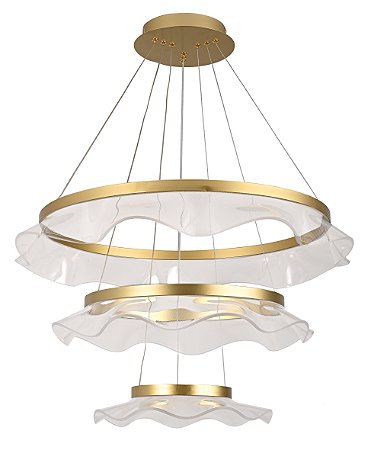 Pendente Jellyfish - Ø80cm X Ø60xm X Ø40cm | 3 Metros De Cabo - Dourado