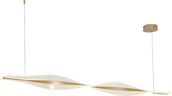 Pendente Yeux 150cm Dourado E Acrílico Transparente 3 Metros  De Cabo