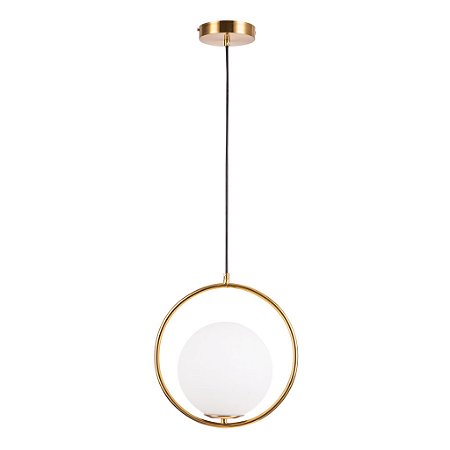 Pendente Balance Ø34cmxø20cm – Metal Dourado E Vidro Leitoso
