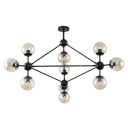 Pendente Maze Ø110x86cm - Preto E Vidro Champagne