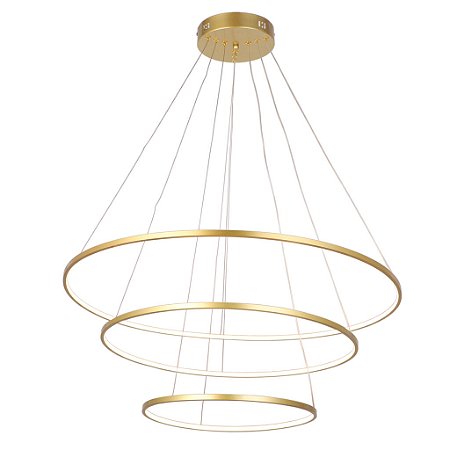 Pendente Júpter Ø80 Ø60 Ø40cm - 03 Metros De Cabo - Dourado