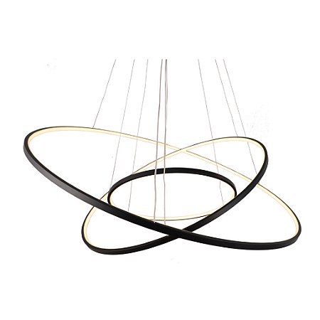 Pendente Júpter Ø80 Ø60 Ø40cm - 03 Metros De Cabo - Preto
