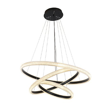 Luminaria Apogeu Ø80+ Ø60+ Ø40CM Preta