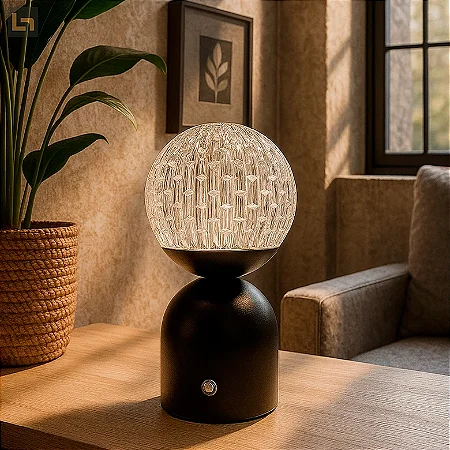 Abajur LED Lumina 3000K/6500K 3W 20CM Acrílico/Metal Preto Sindora DCT02537