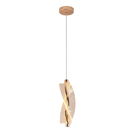 Pendente LED Acrilyc Brilho 3000K 18W 32CM Acrílico/Metal Dourado Sindora QD05219