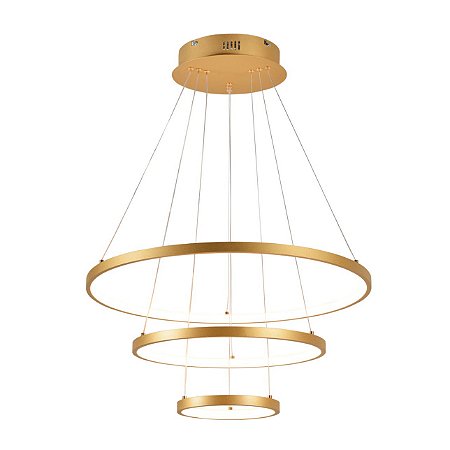 Pendente de arcos dimensão 20cm+40cm+60cm led 100w acabamento dourado mat al c/ silicone