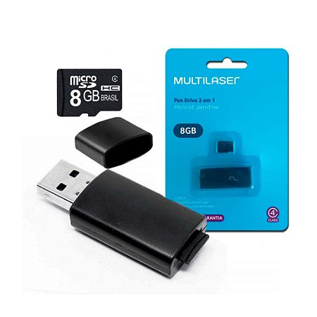 Pen drive 2 em 1  8GB USB + Cartão de memória