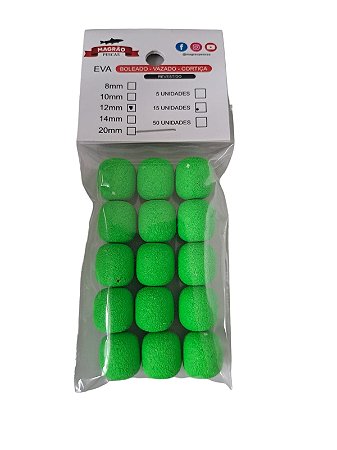 EVA Verde Fluorescente Formato Ração 15 Unidades - Magrão Pesca