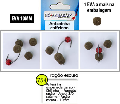 Anteninha Chifrinho Empanada Miçanga Vermelha 10mm - Bóias Barão