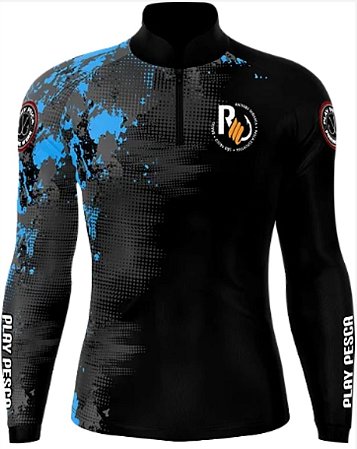 Camisa de Pesca Tamba Azul Play Pesca  com Proteção Solar Uv50+ - Rafinha Minhoca