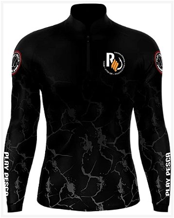 Camisa de Pesca Preta Lisa com Proteção Solar Uv50+ - Rafinha Minhoca