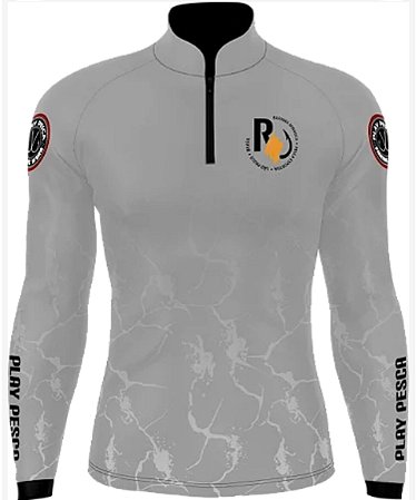 Camisa de Pesca Lisa Cinza Play Pesca com Proteção Solar Uv50+ - Rafinha Minhoca