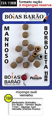 Manhoso Borboleta 11mm Cor Ração ( 4 Miçangas ) - Bóias Barão