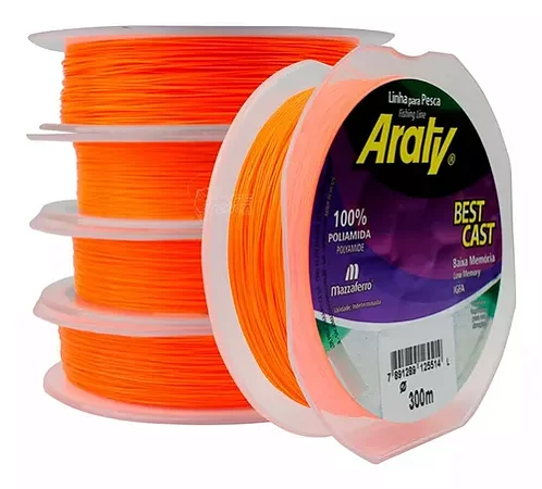 Linha Monofilamento Araty Bast Cast Laranja 300 Metros- Mazzaferro