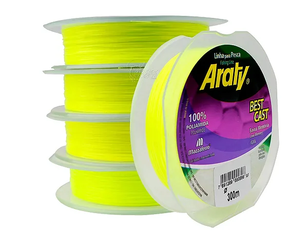 Linha Monofilamento Araty Bast Cast Amarelo 300 Metros- Mazzaferro