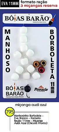 Manhoso Borboleta 11mm Cor Branco ( 4 Miçangas ) - Bóias Barão