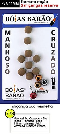 Manhoso Cruzado 11mm Cor Ração ( 4 Miçangas ) - Bóias Barão