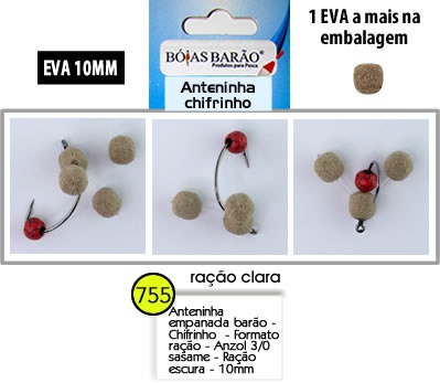 Anteninha Chifrinho Empando Miçanga Vermelha 10mm - Bóias Barao