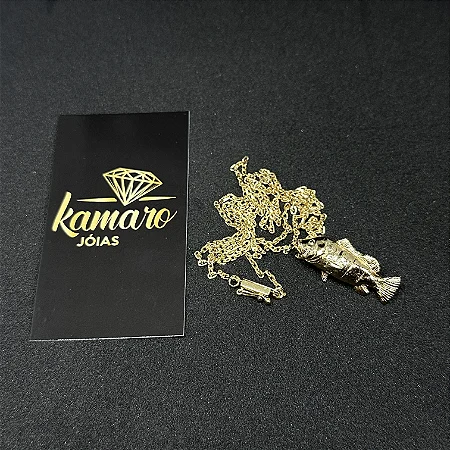 Corrente Banhado Ouro Pingente Tucunaré - Kamaro Jóias