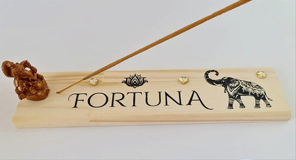 Incensário Madeira 6,5x25cm - Fortuna (Ganesh Dourado)