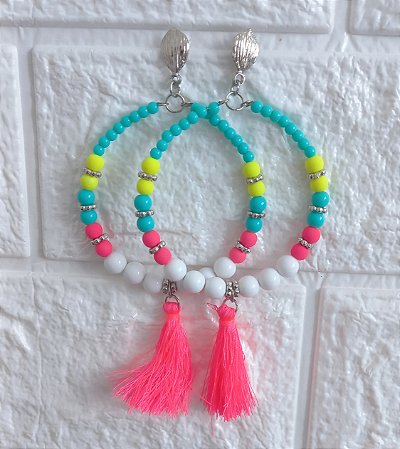 Pompom Brincos Pink