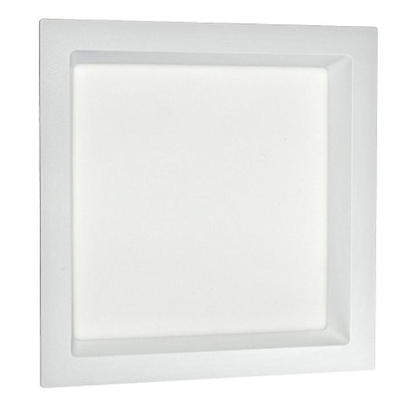 Luminária Plafon 20W LED Embutir Recuado Quadrado Branco Quente