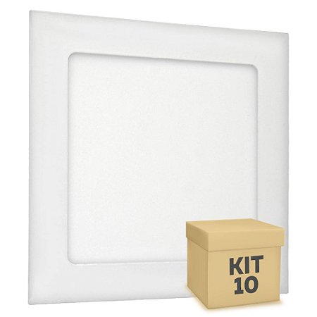 Kit 10 Luminária Plafon LED 12W Embutir Branco Frio