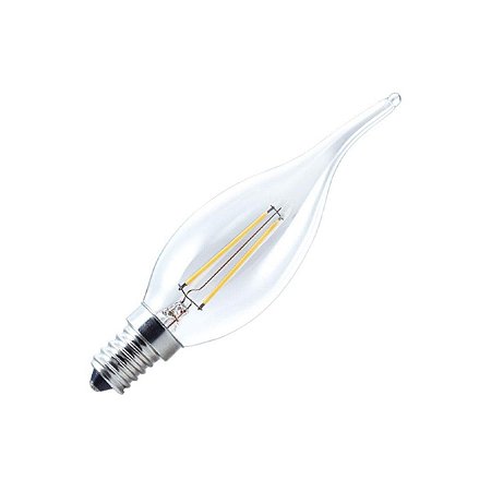 Lâmpada LED Vela Chama E14 4W Vidro Branco Quente Filamento | Inmetro