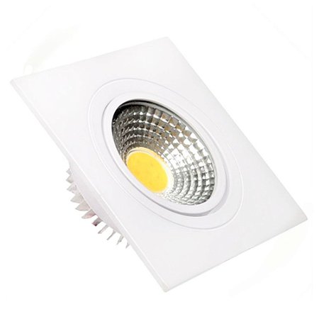 Spot LED 3W COB Embutir Quadrado Branco Frio Base Branca