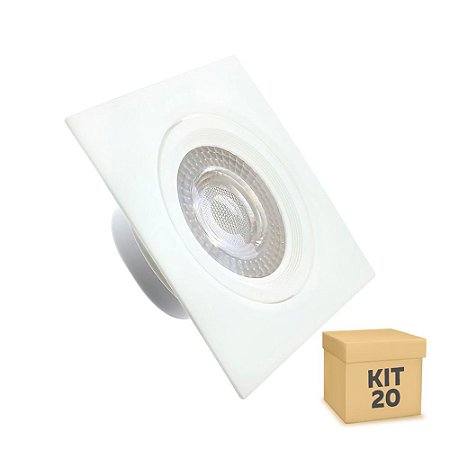 Kit 20 Spot LED SMD 9W Quadrado Branco Frio