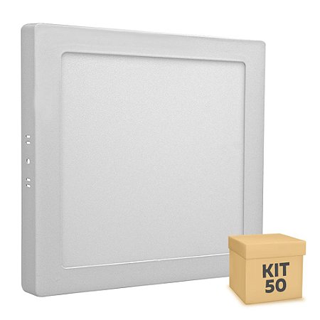 Kit 50 Luminária Plafon 18w LED Sobrepor Branco Quente