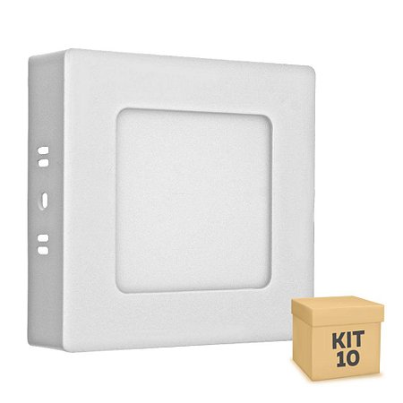 Kit 10 Luminária Plafon 6w LED Sobrepor Branco Quente