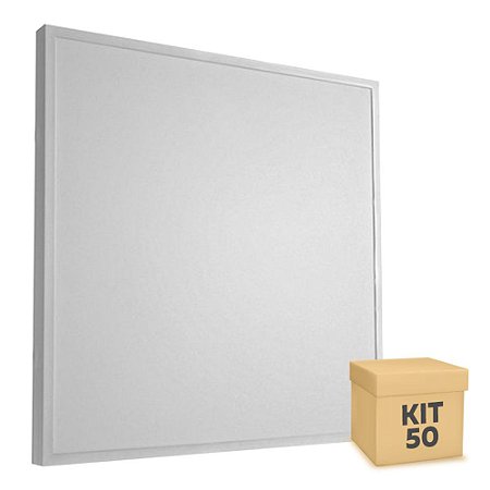 Kit 50 Luminária Plafon 60x60 45W LED Sobrepor Branco Quente