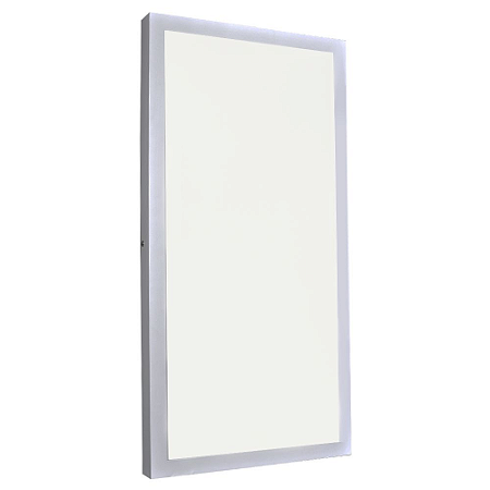Kit 20 Luminária Plafon 30x60 24W LED Sobrepor Branco Quente Borda Branca