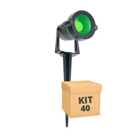 Kit 40 Espeto de Jardim LED 3w Verde